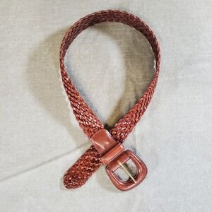 Coach 3851 British Tan Braided Leather Belt Womens Small Vintage Brass Buckle